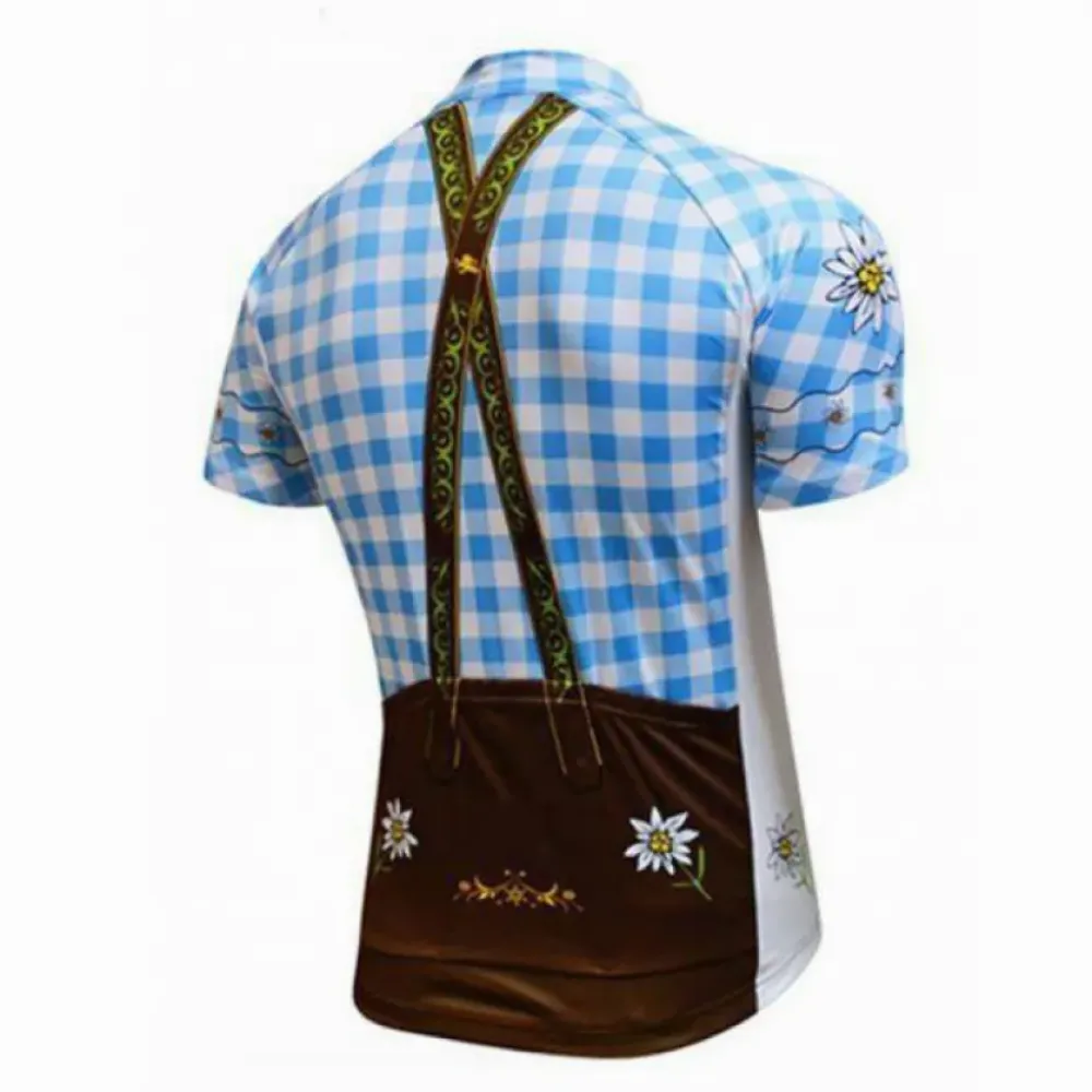 German Lederhosen Cycling Set/Green/White/Brown