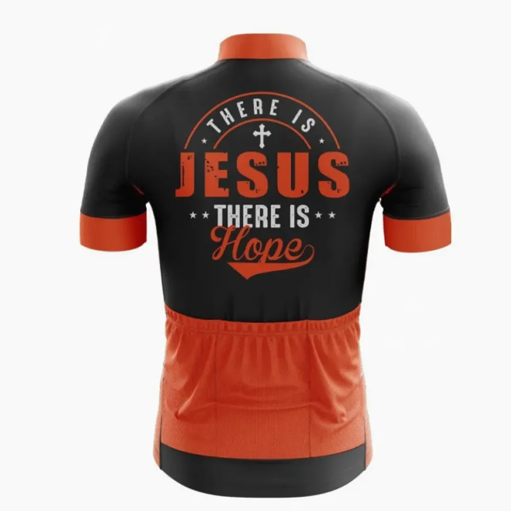 Cycling Jersey Echoes Jesus, Hope, Inspiration, Motivational Colors Black/Orange