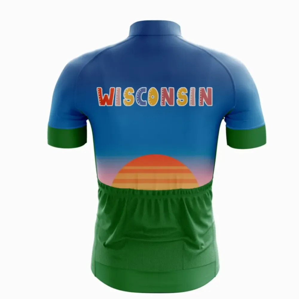Wisconsin Cycling Jersey - Colorful Globo Design/Blue/Green