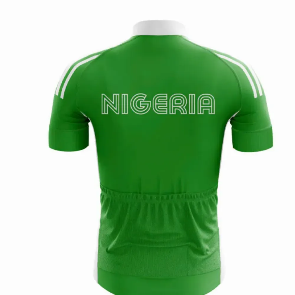 Nigeria Retro Cycling Jersey Lime Green/White