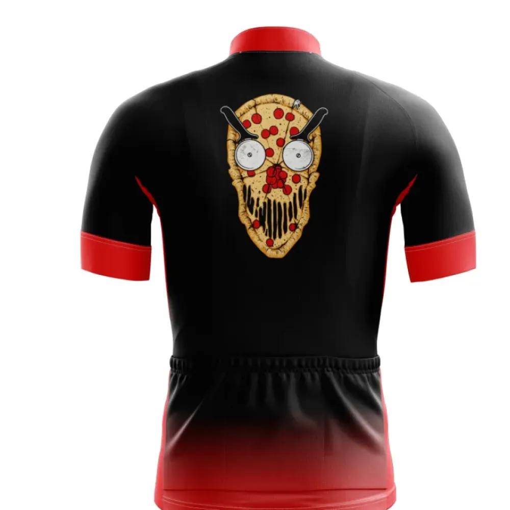 Spooky Pizza Skull Red Cycling Jersey