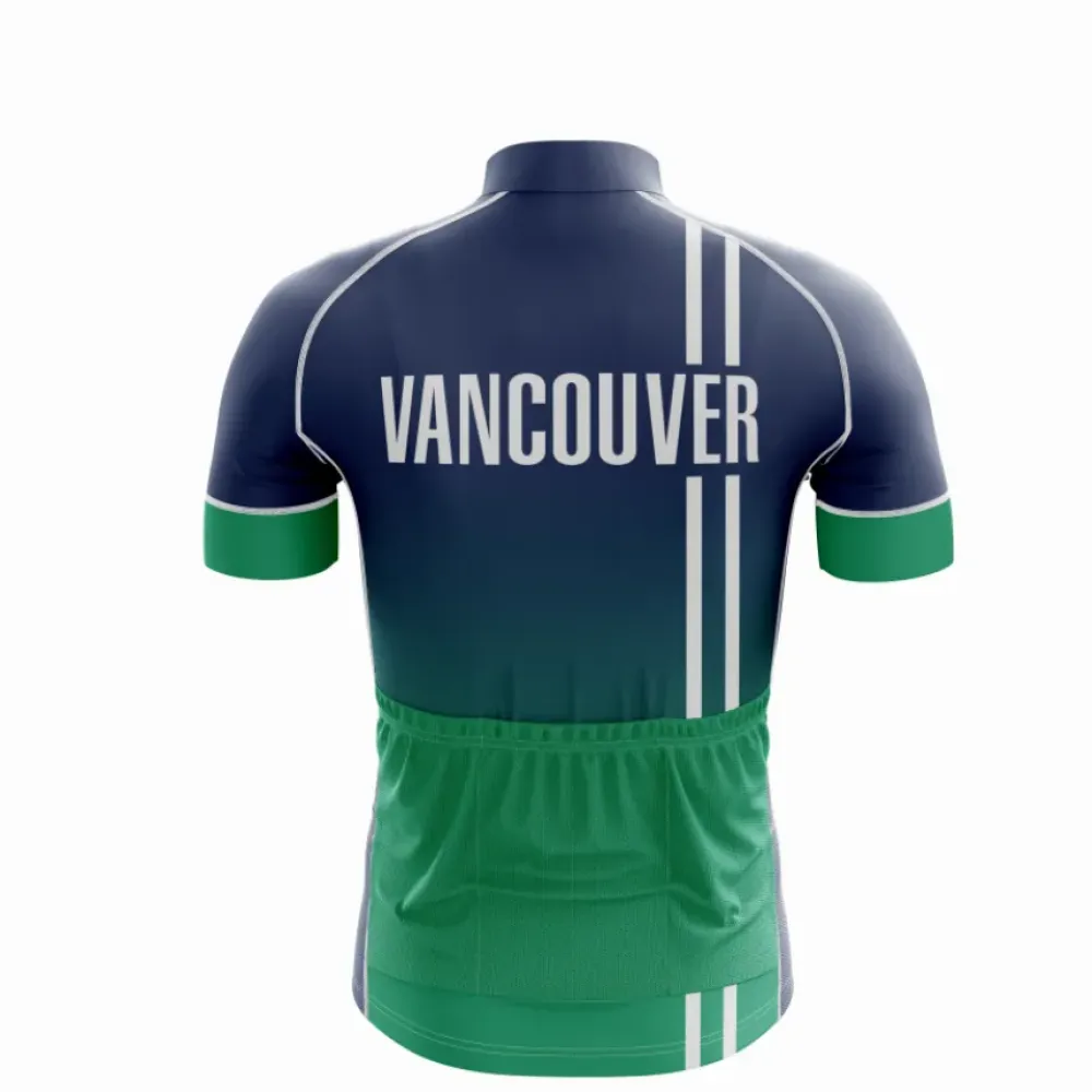 Vancouver Pro Cycling Zippered Short Sleeve Jersey Navy/Green/White