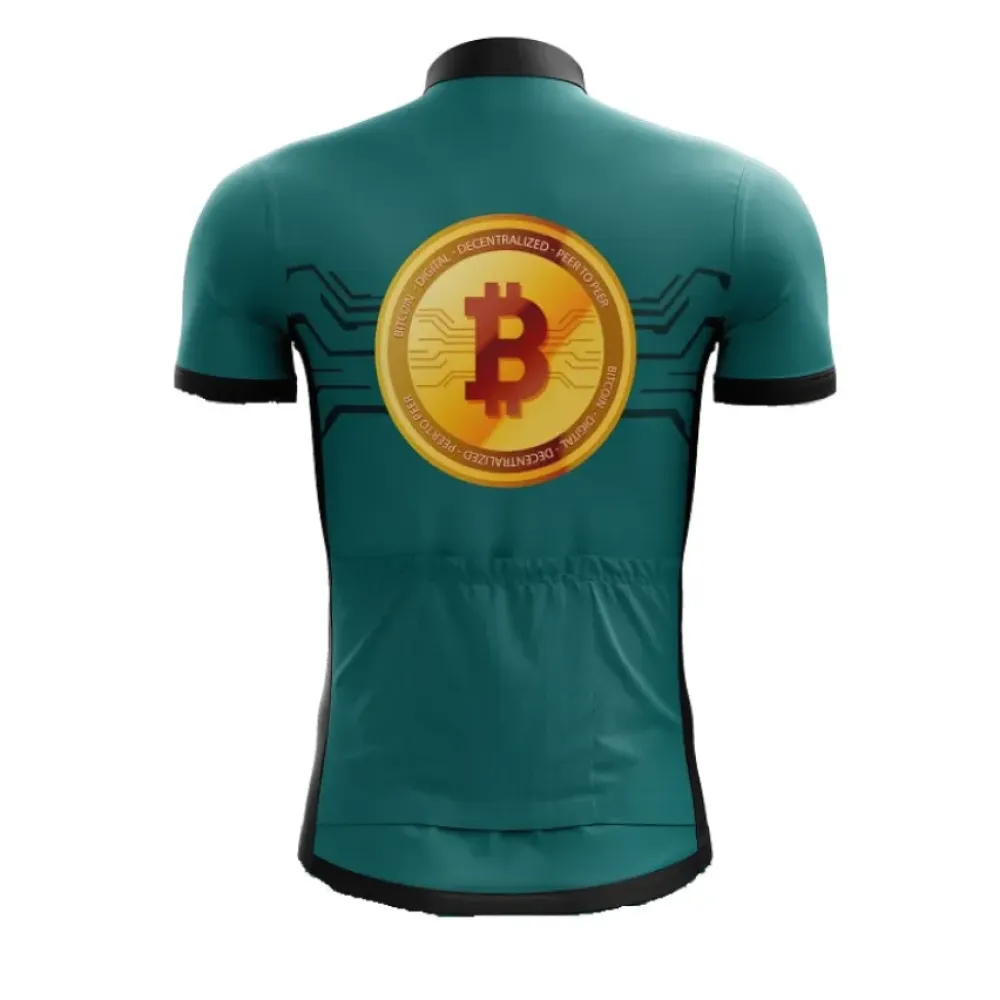 Bitcoin Cycling Jersey - Short Sleeve / Teal / Black