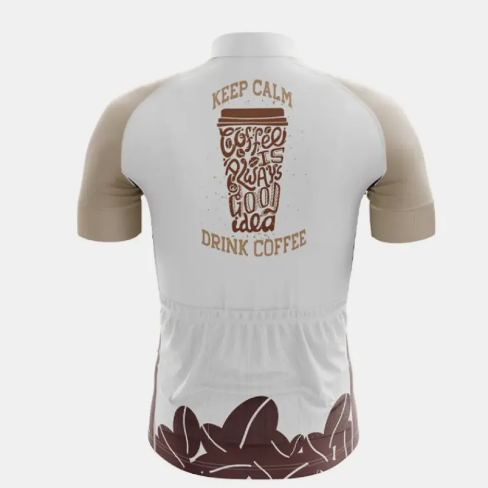 Keep Calm Coffee Cycling Jersey/Camo/Tan/White