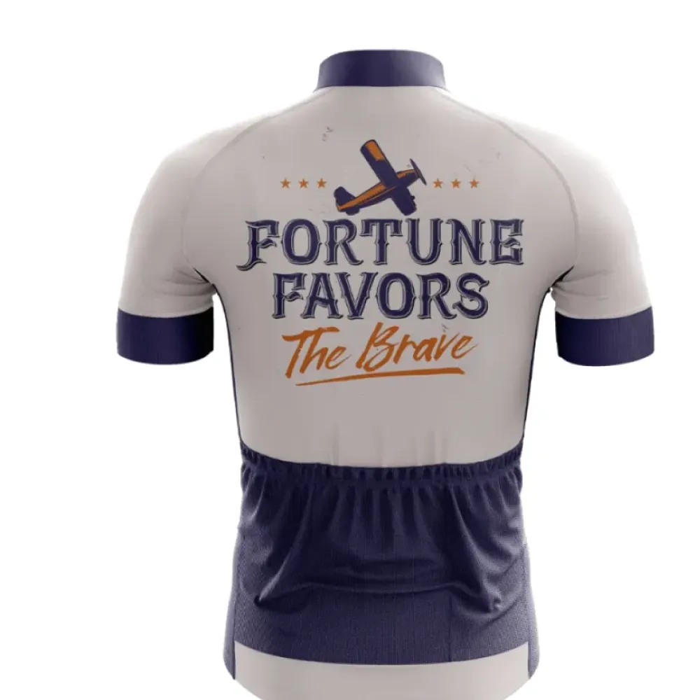 Fortune Favors Bold Cycling Jersey White/Navy/Gold