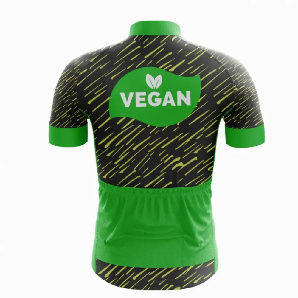 Vegan Rider Cycling Jersey Black/Green/Yellow