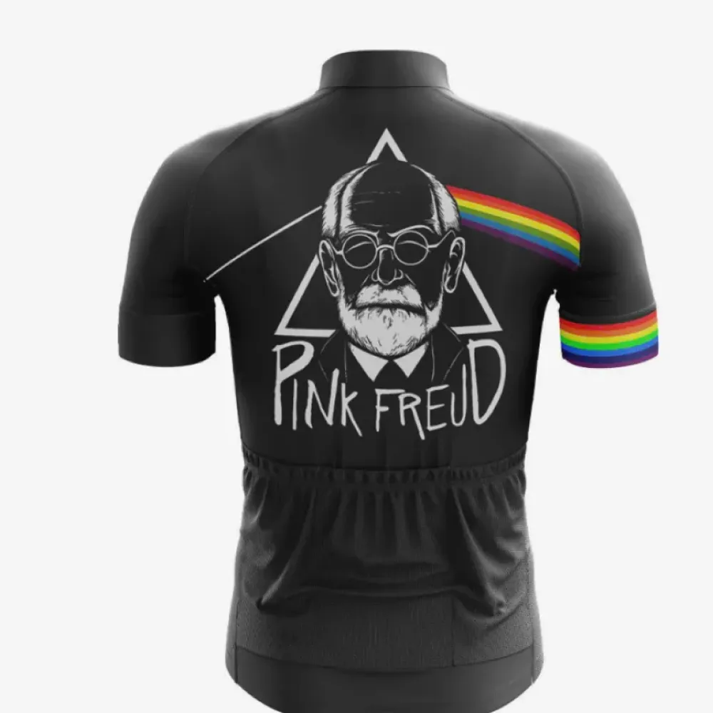 Pink Freud Retro Modern Cycling Jersey Rainbow Trim