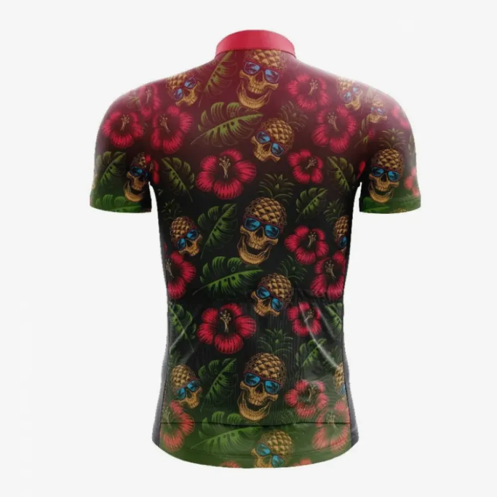 Tropical Pineapple Skull Cycling Jersey Black/Green/Red