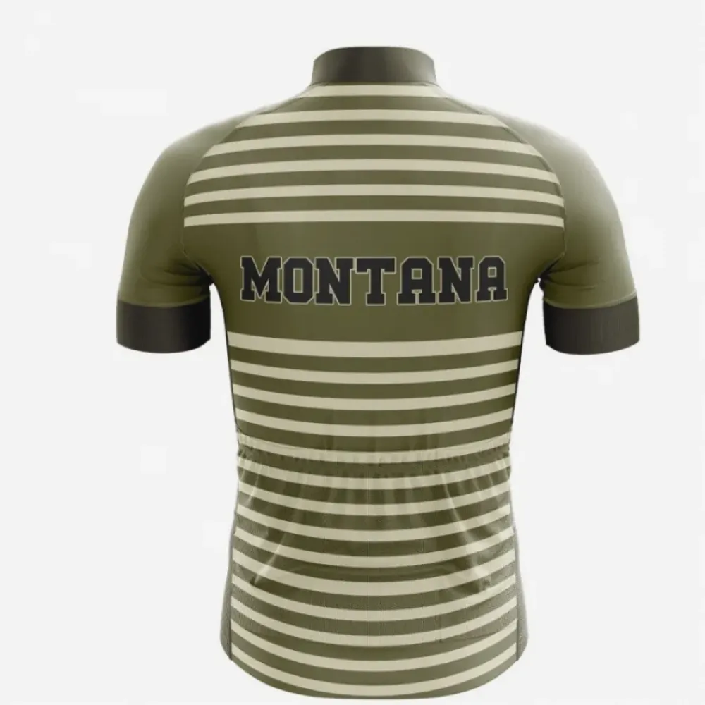 Montana Cycling Jersey Striped Olive/Beige