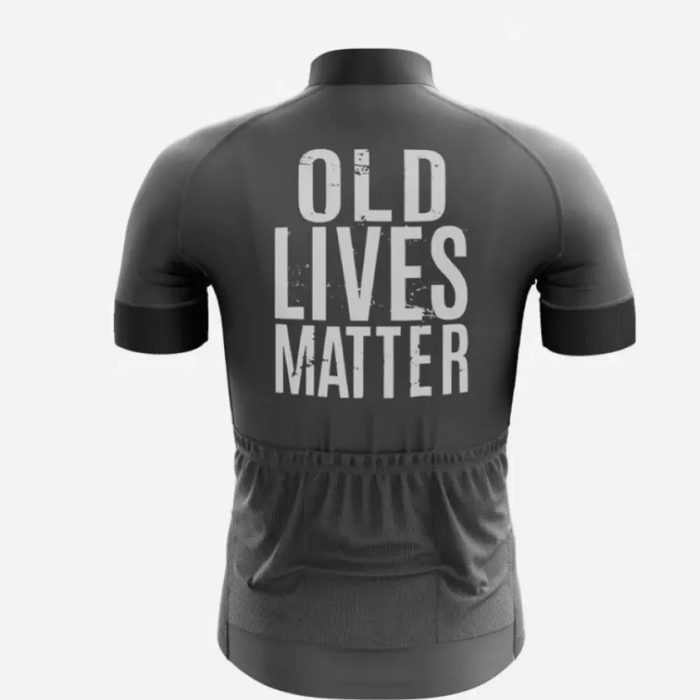 Old Lives Matter Cycling Jersey Black/White