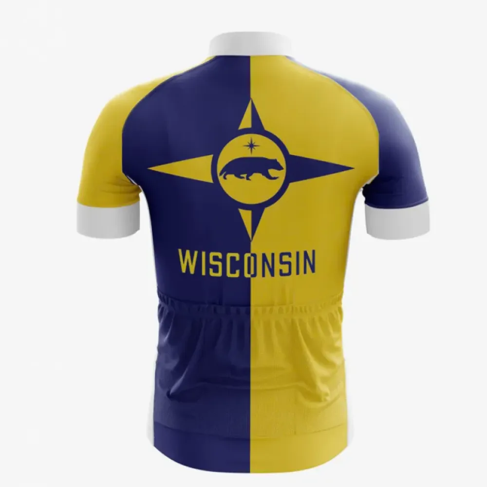 Wisconsin Badger Compass Cycling Jersey Navy/Yellow/White