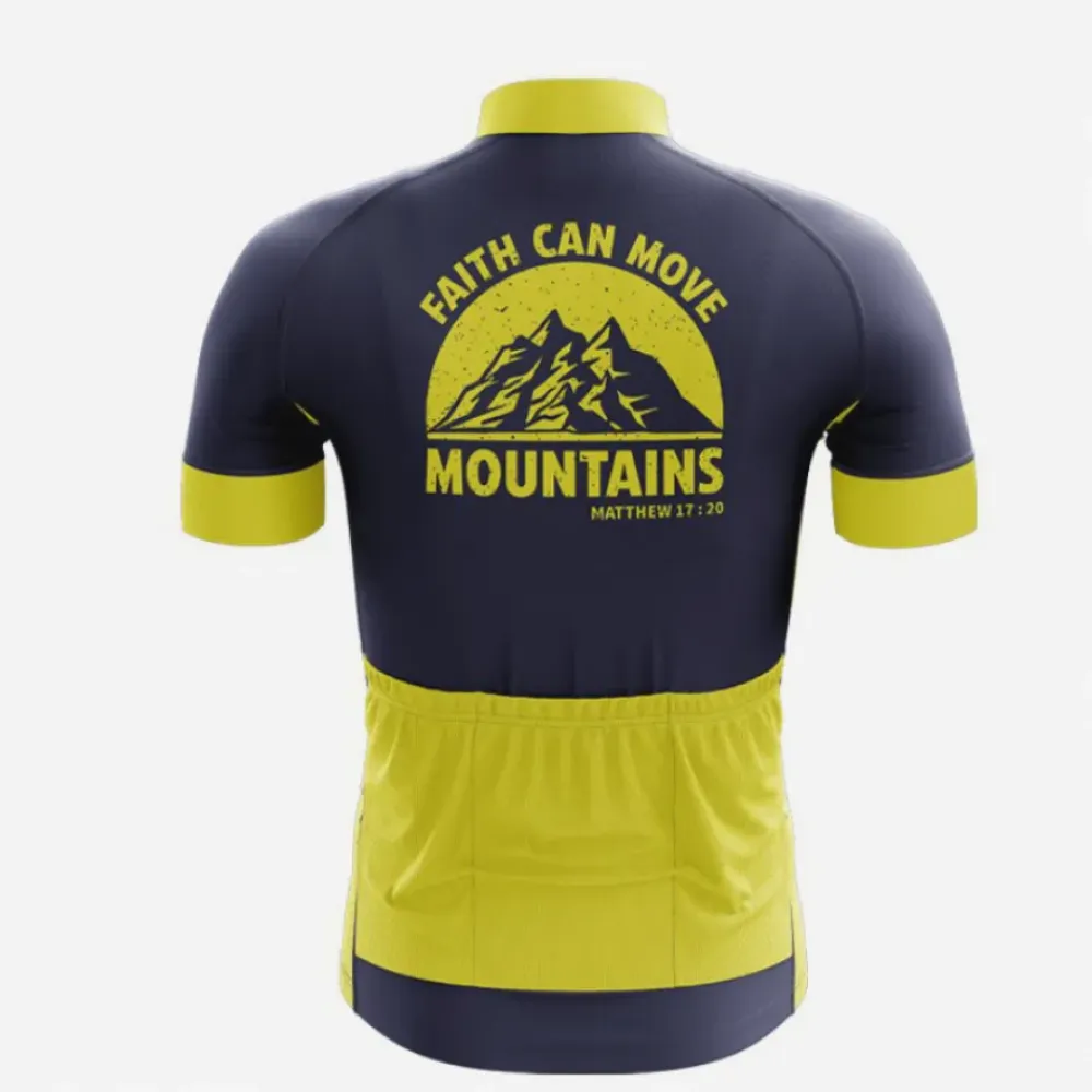 Faith Moves Mountains Cycling Jersey Navy/Yellow