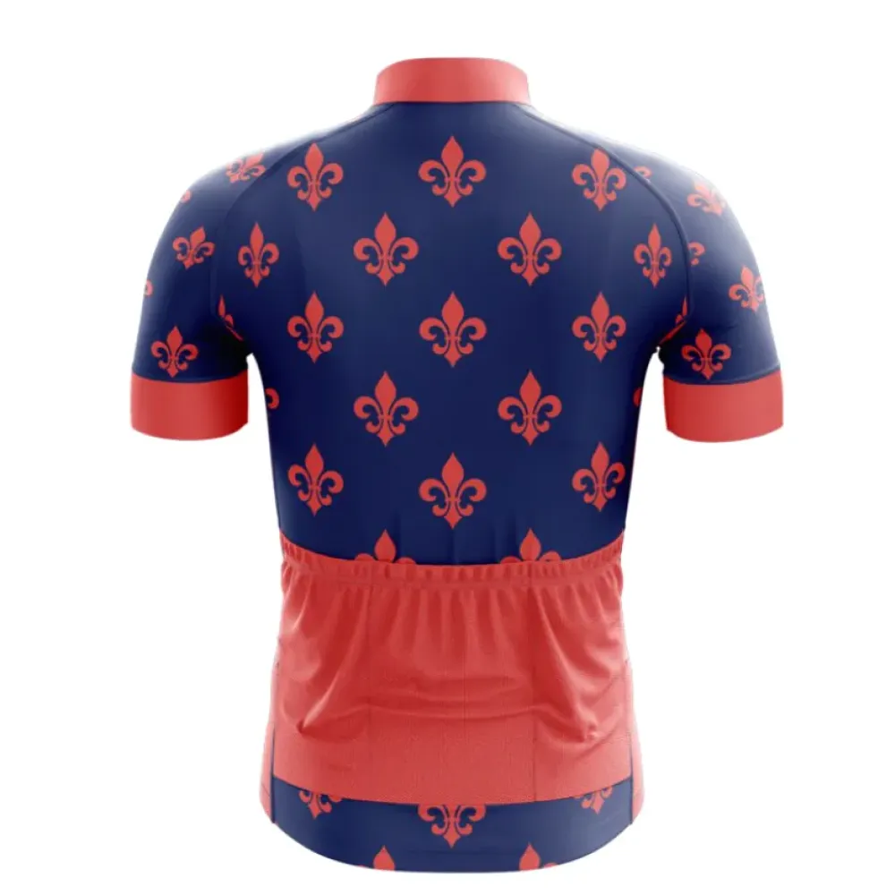 Royal Fleur-de-Lis Cycling Jersey Navy/Red