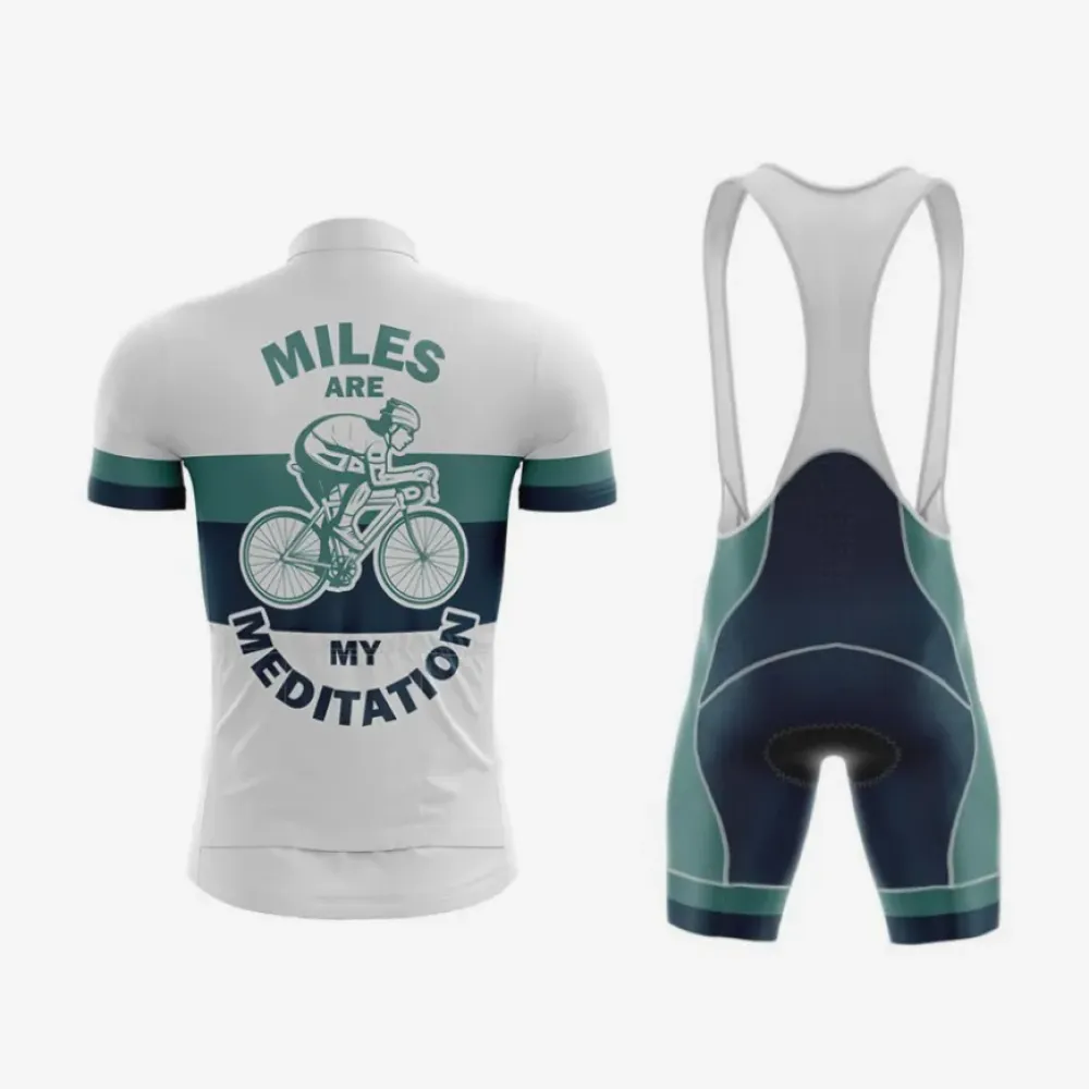 Miles Are My Meditation Cycling Set White/Green/Black