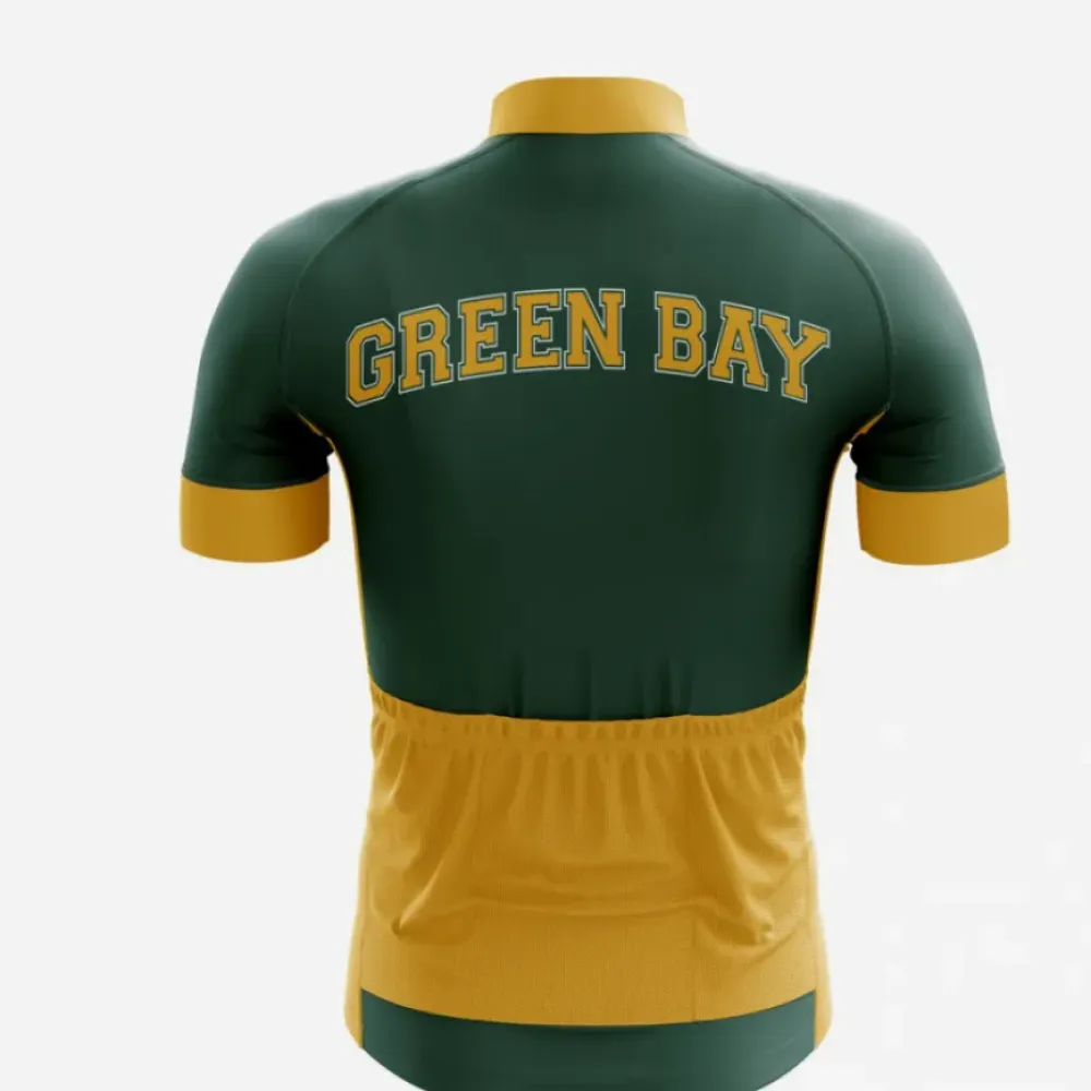 Green Bay Cycling Jersey Stylish Roadwear Gold/Green