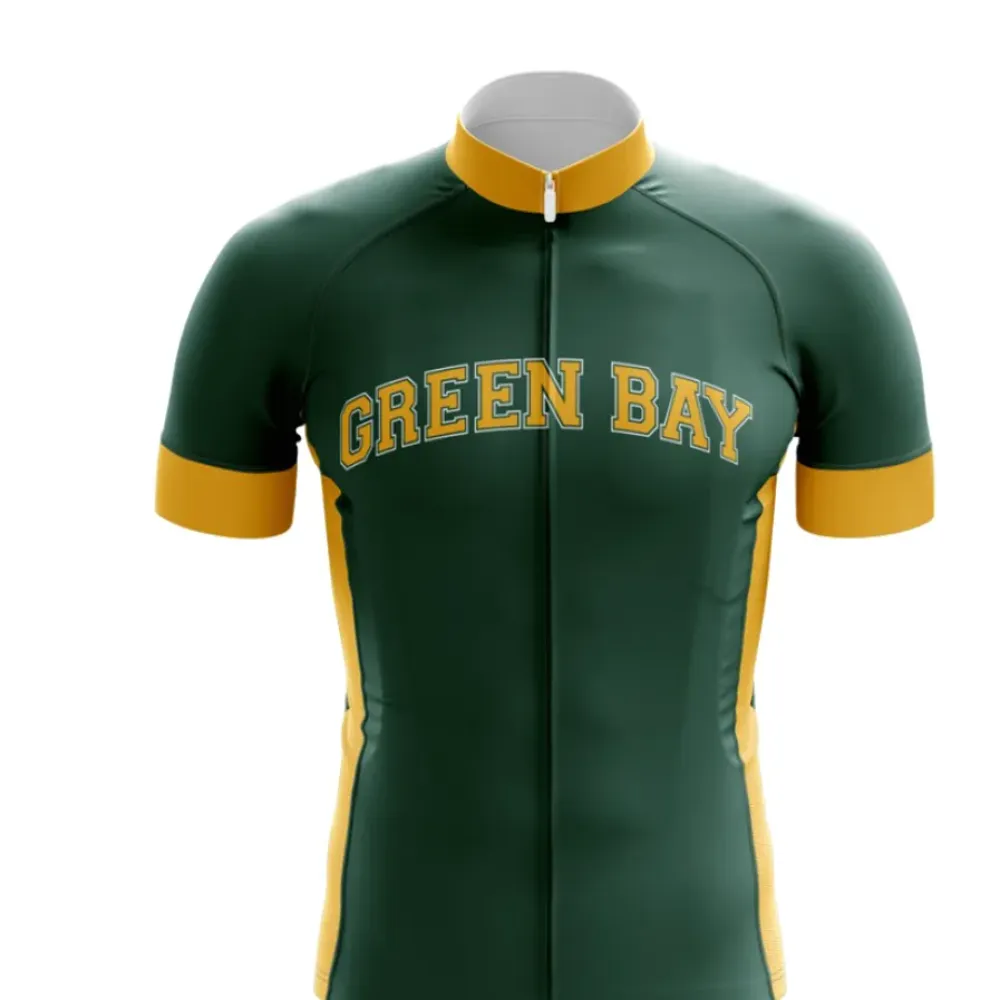 Green Bay Cycling Jersey Stylish Roadwear Gold/Green
