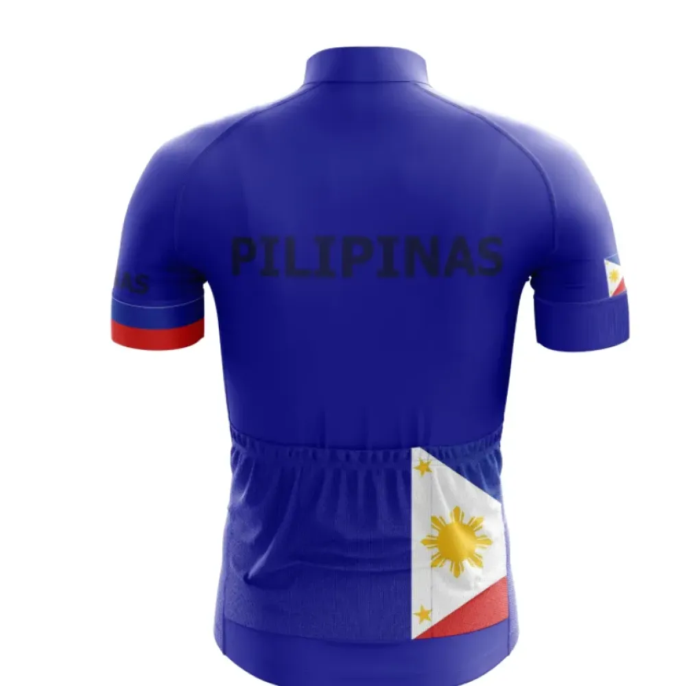 Philippines Cycling Jersey Sunburst Design Blue/Red/White