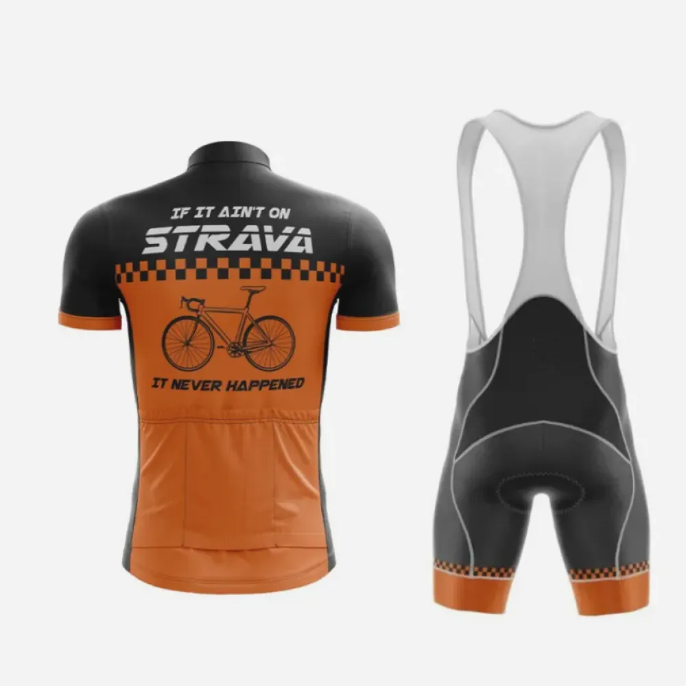 Strava Cycling Elite Kit Checkered Design Black/Orange