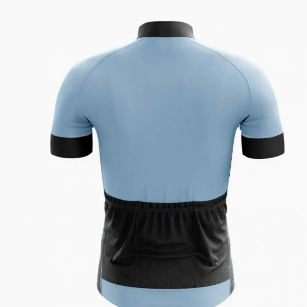 Thick Thighs Cycling Jersey Light Blue/Black/Gold