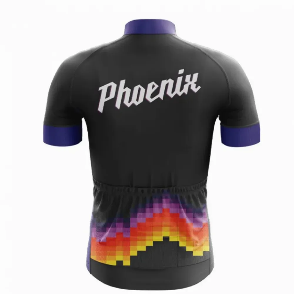 Phoenix Suns Cycling Jersey Pixelated Design Black/Purple/Red
