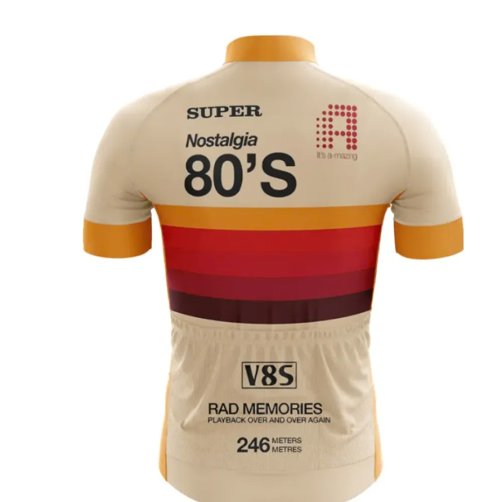 Super Nostalgia 80s Cycling Jersey Tan/Burgundy/Yellow