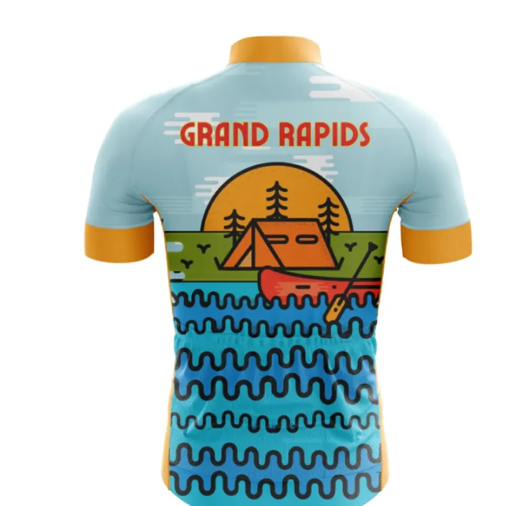 Grand Rapids Cycling Jersey Light Blue/Yellow/Orange