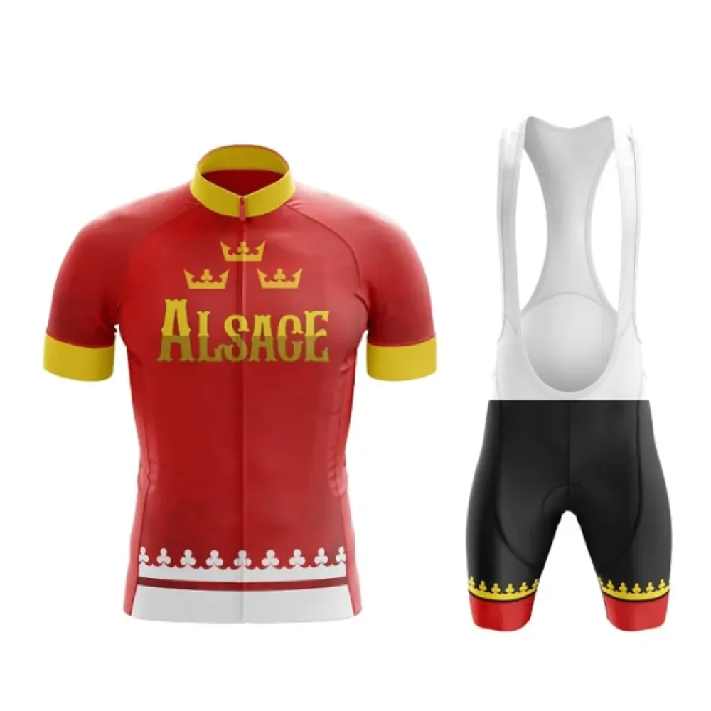Alsace Gold Crowned Cycling Jersey Red/Yellow