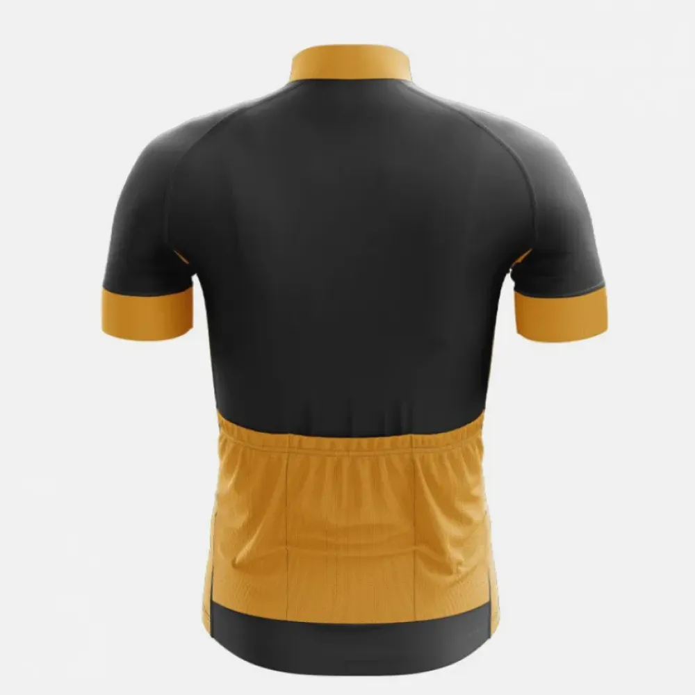 Cycling Jersey - Coffee Gets Me Started/Jesus Keeps Me Going/Black/Yellow/Blue