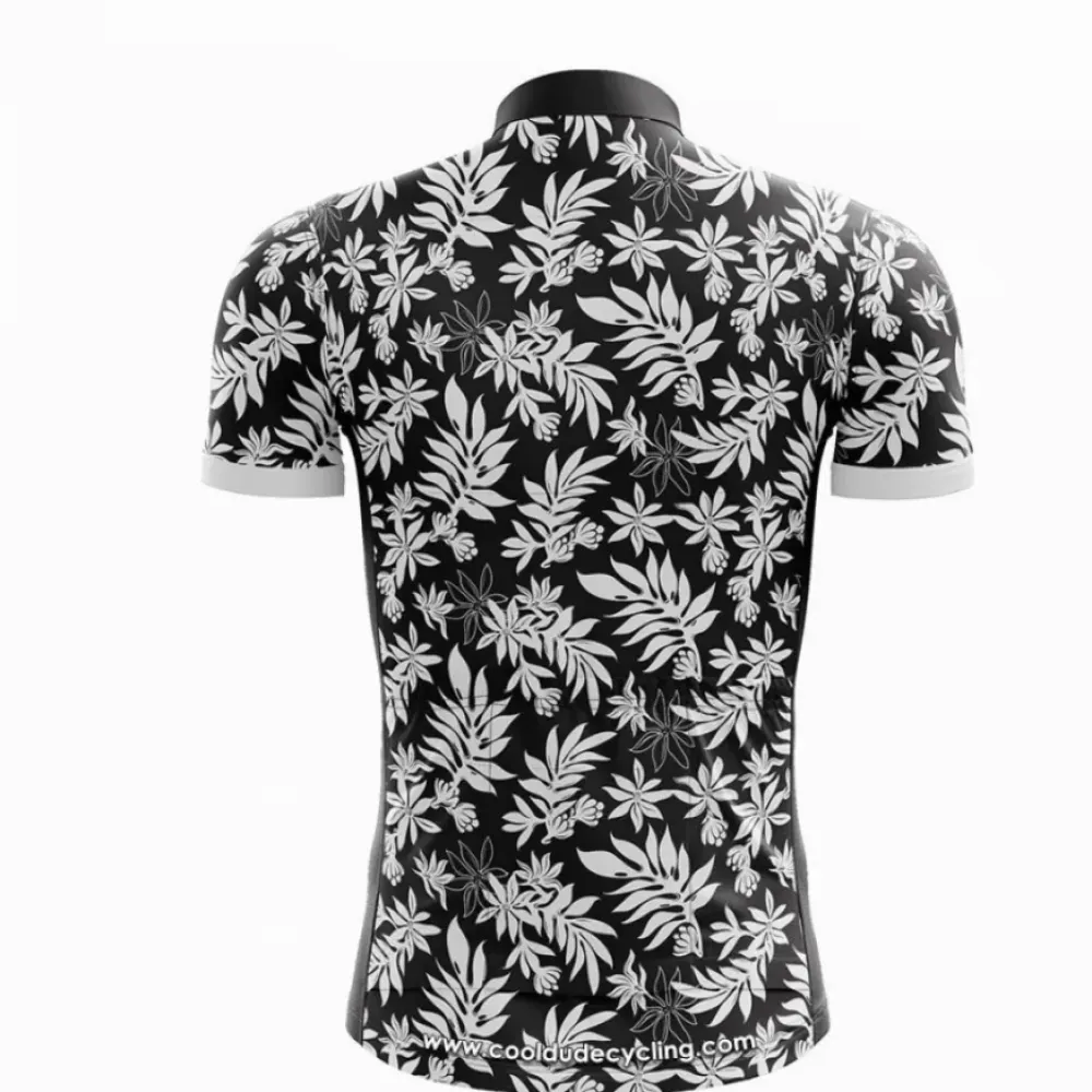Bold Red Short-Sleeve Cycling Jersey Floral Pattern