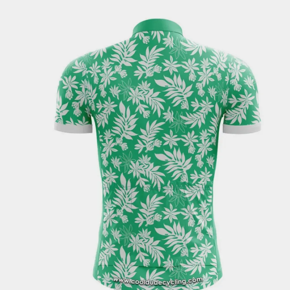 Bold Red Short-Sleeve Cycling Jersey Floral Pattern