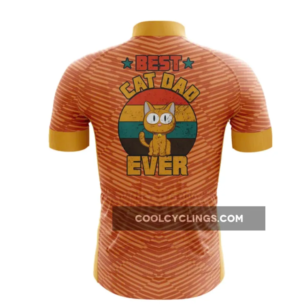 Best Cat Dad Velvet Cycling Jersey Brown/Gold/Red