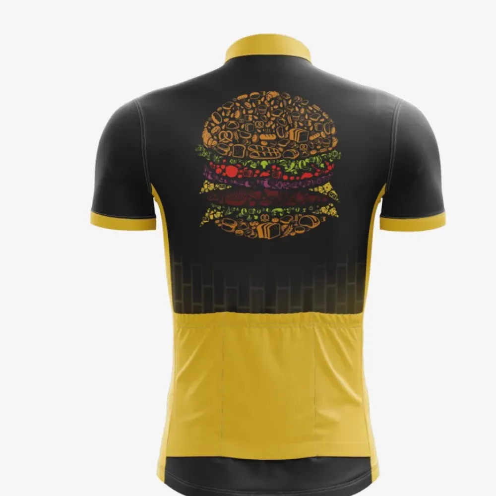 Fitness Inspired Burger Art Jersey Black/Yellow/Gold