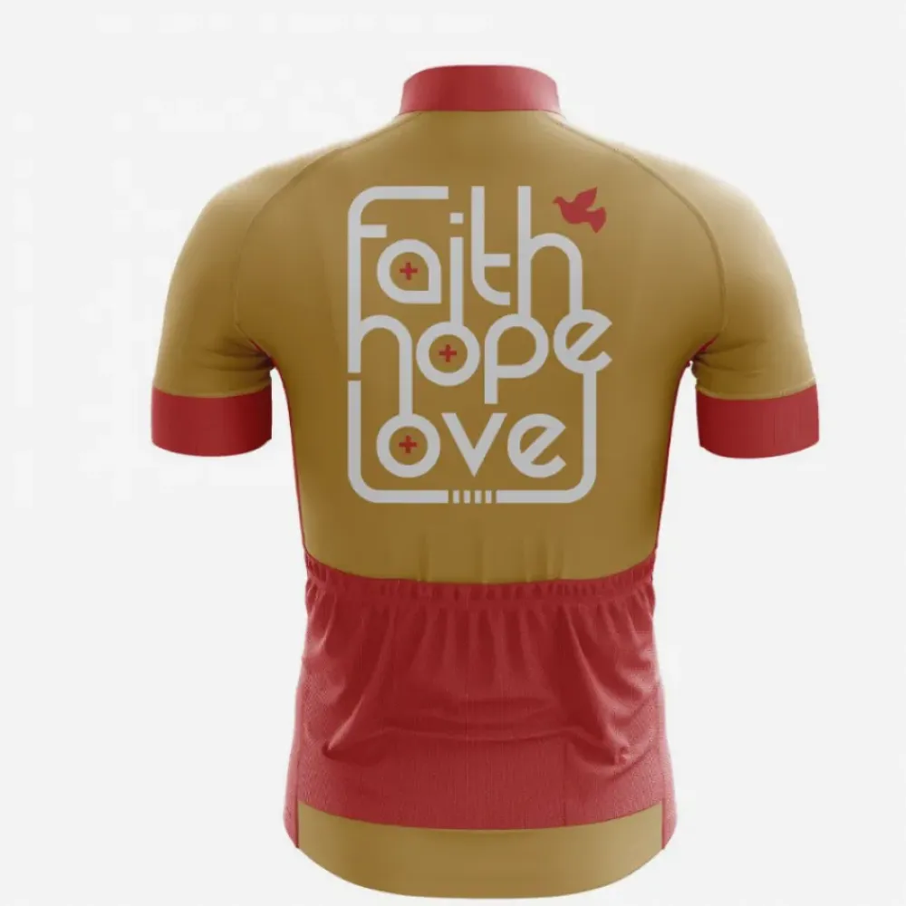 Faith Hope Love Cycling Jersey Gold/Pink