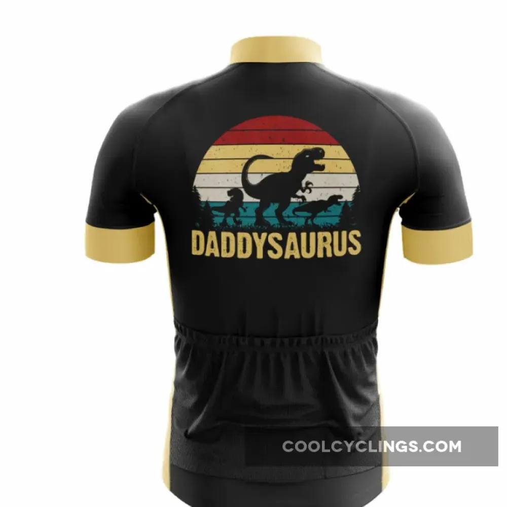 Daddysaurus Retro Cycling Jersey Black/Yellow