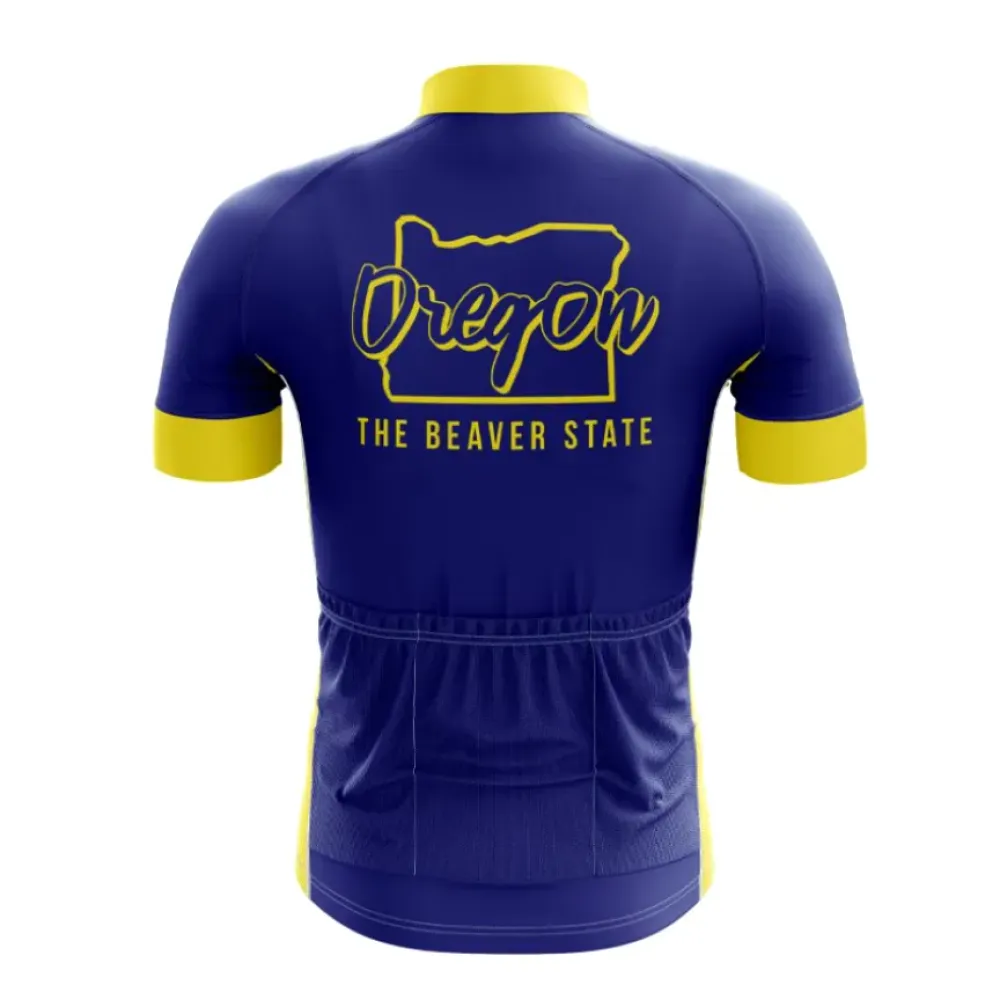 Oregon Cycling Jersey Stylish Yellow/Blue