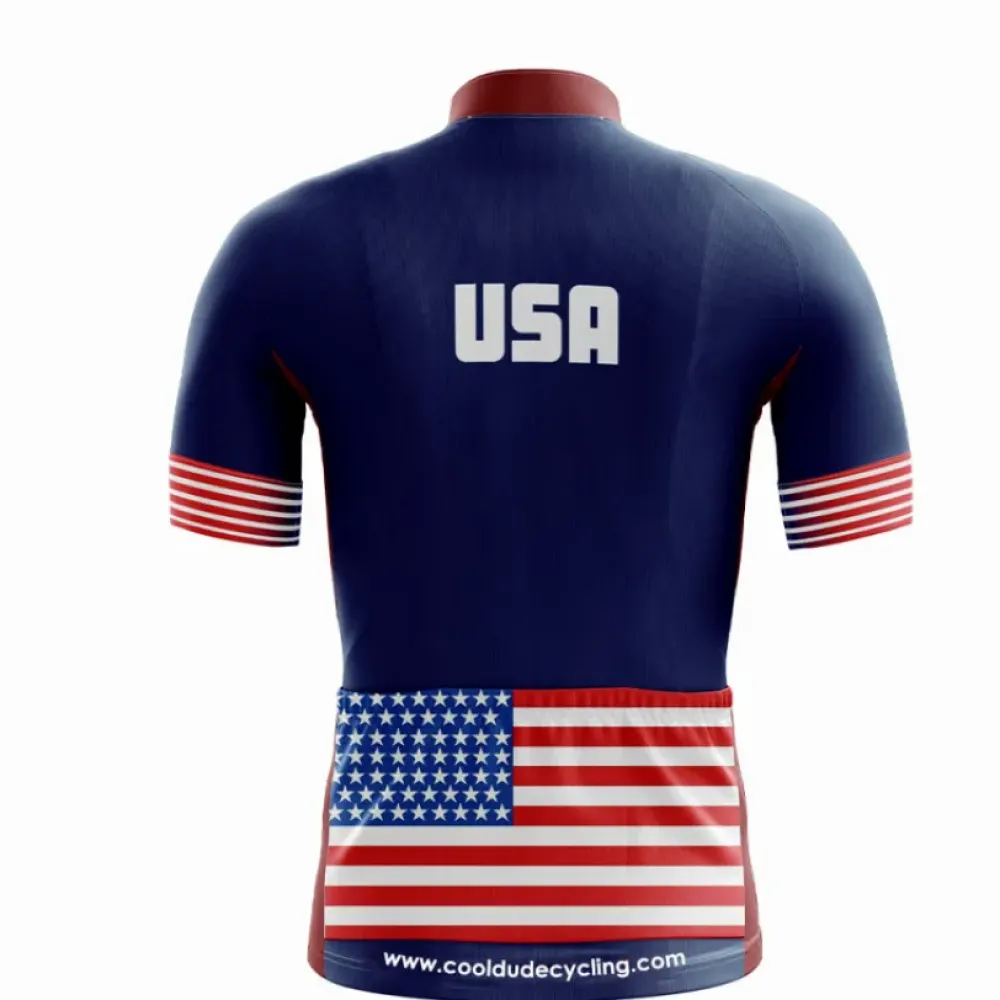 USA Team Cycling Jersey Stripes Patch Navy/Red/White
