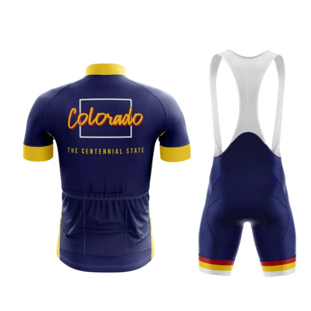 Colorado State Cycling Jersey and Bib Shorts Kit Navy/Yellow/Red