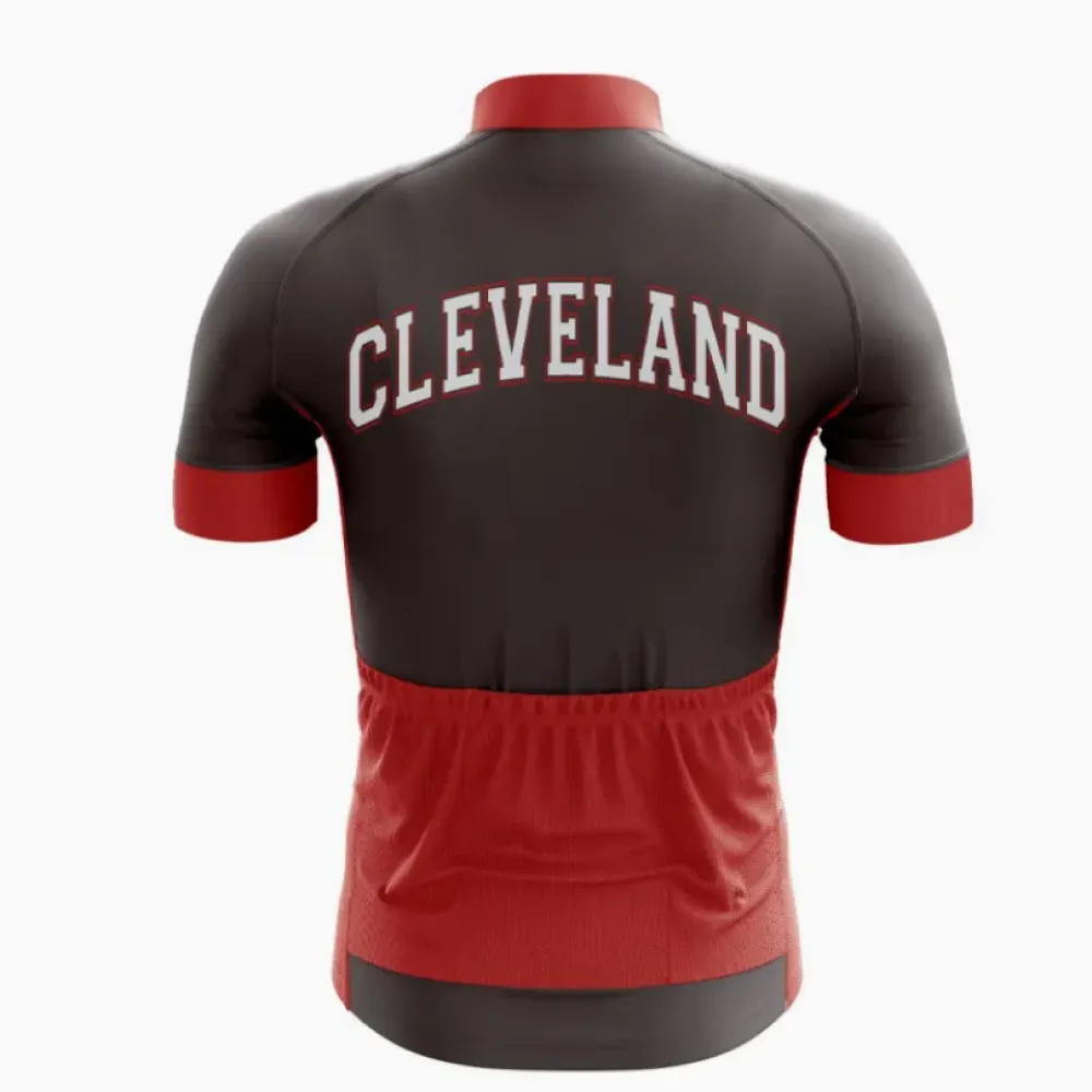 Cleveland Cycling Jersey Red Sleeves Olive Design