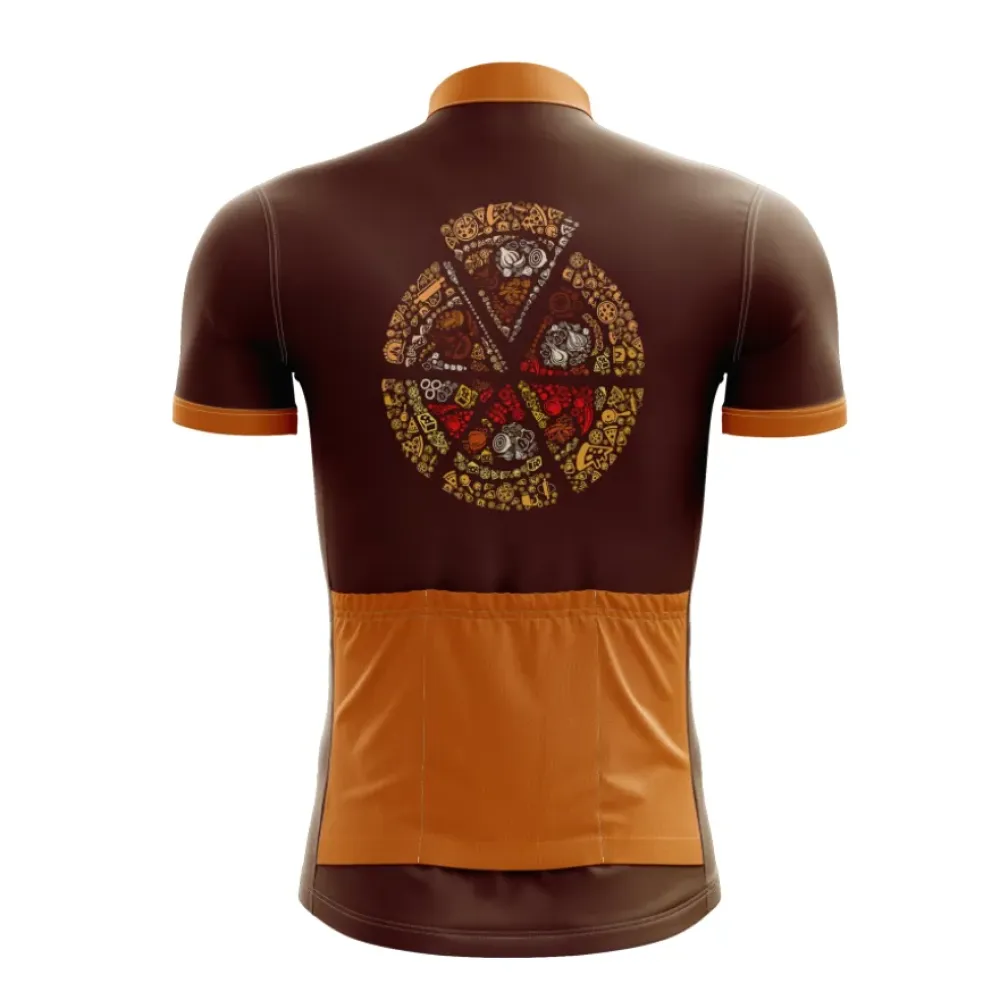 Pizza Art Cycling Jersey Brown/Gold/Red