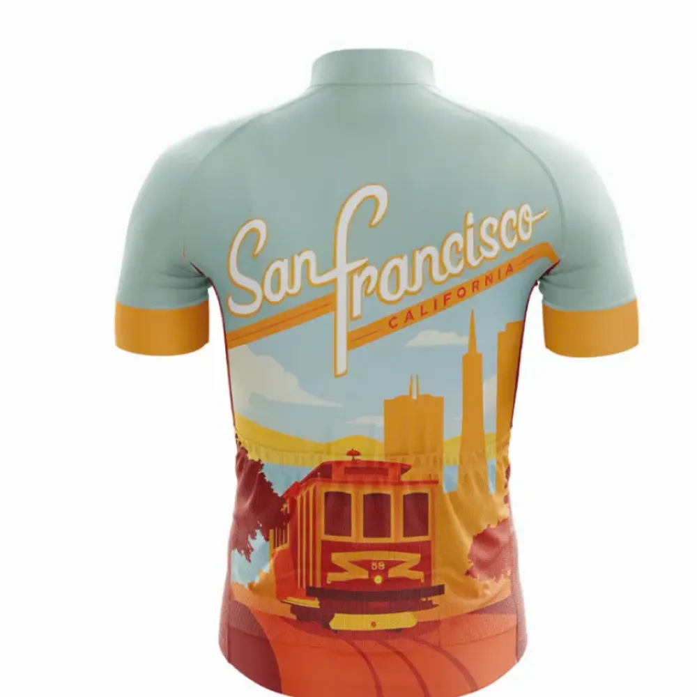 San Francisco Cycling Jersey Vintage Style/Teal/Yellow/Red