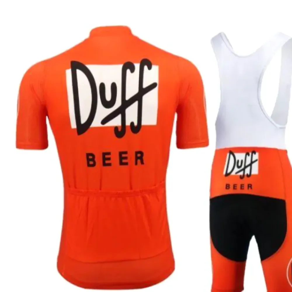 Duff Cycling Jersey & Shorts Set, Orange/White/Black