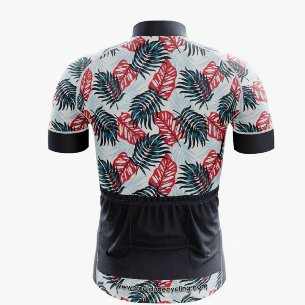 Tropical Sunrise Cycling Jersey - Leaf Print/Red/Green