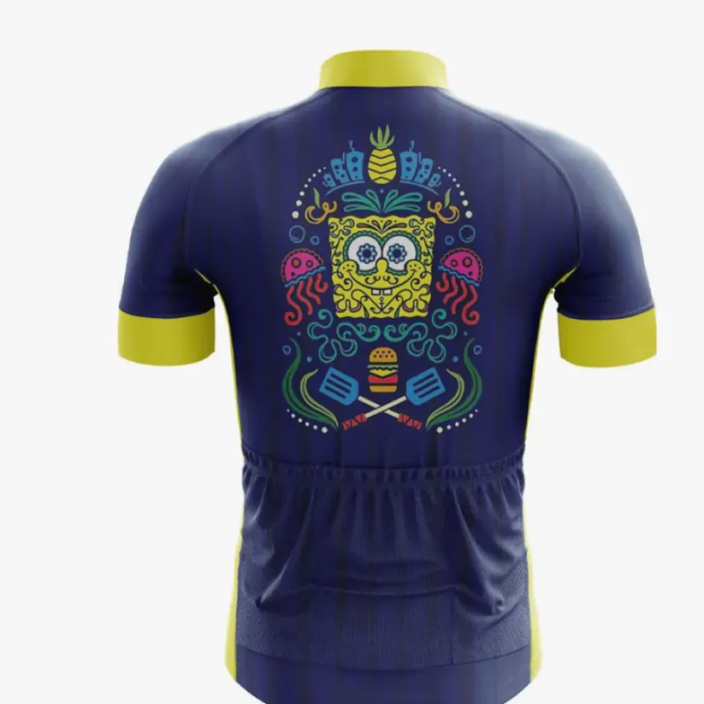 SpongeBob Rider Cycling Jersey BBQ Graphics Navy/Yellow/Red