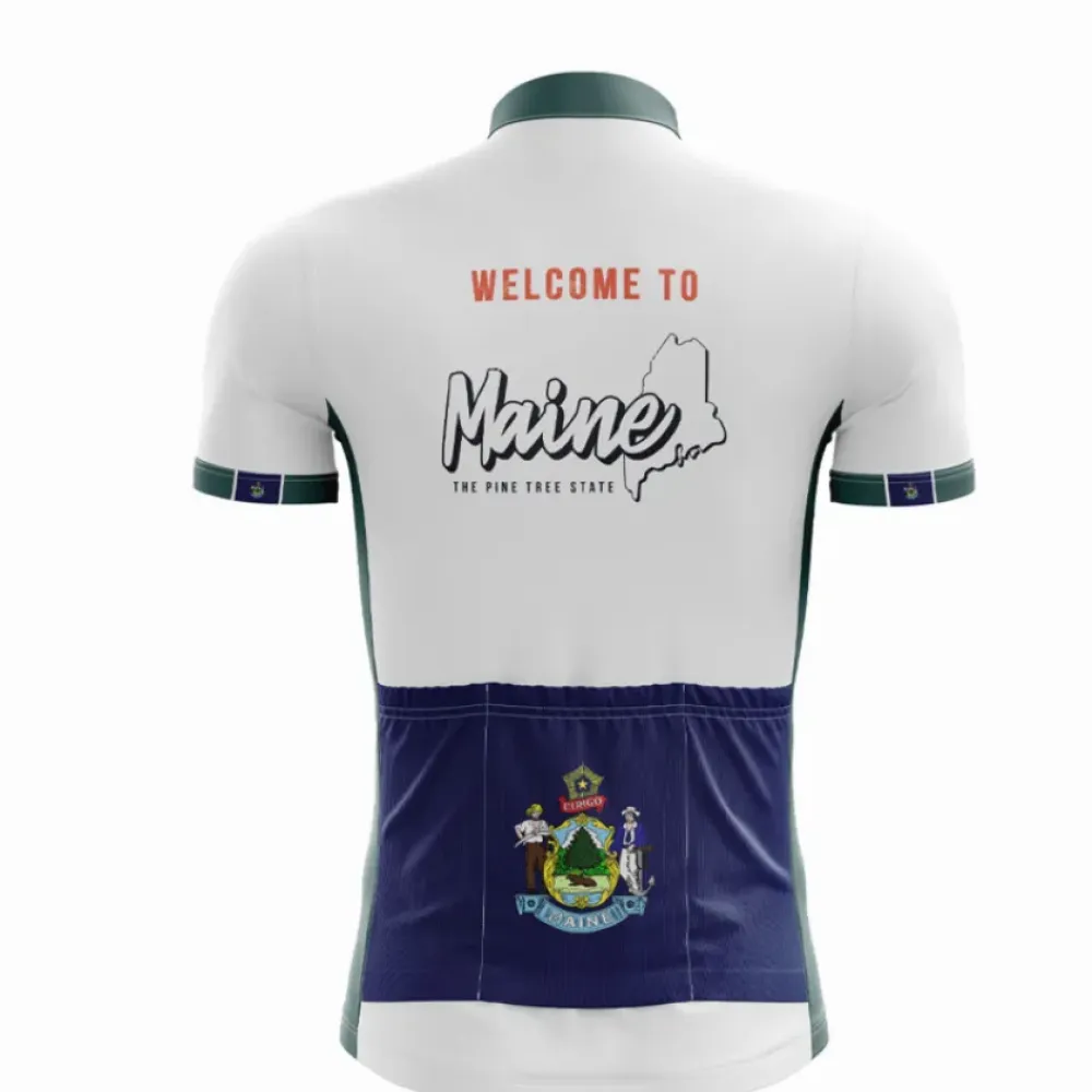 Maine Cycling Jersey Welcome White/Red/Green
