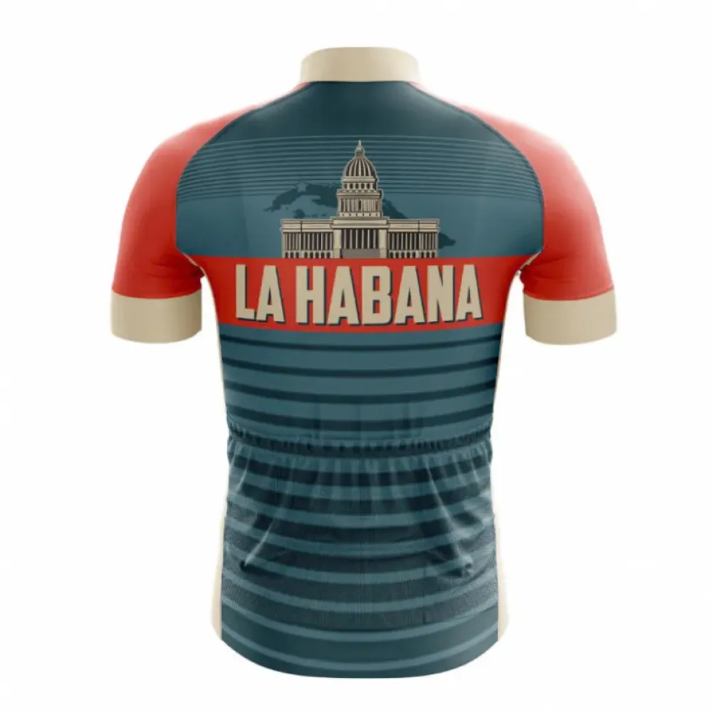 La Habana Cycling Jersey Striped Navy/Red/Cream