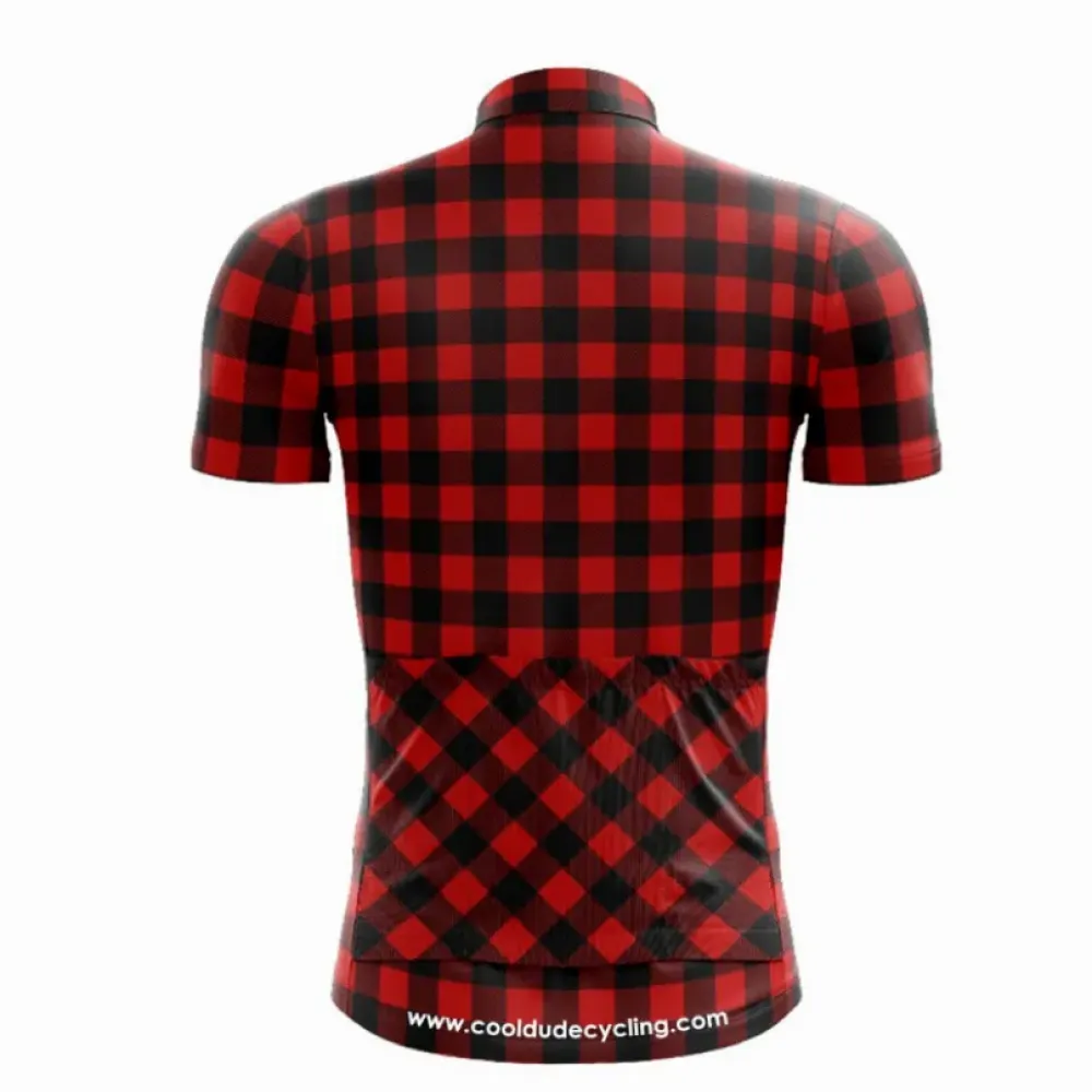 Lumberjack Style Bold Red/Black Check Cycling Jersey