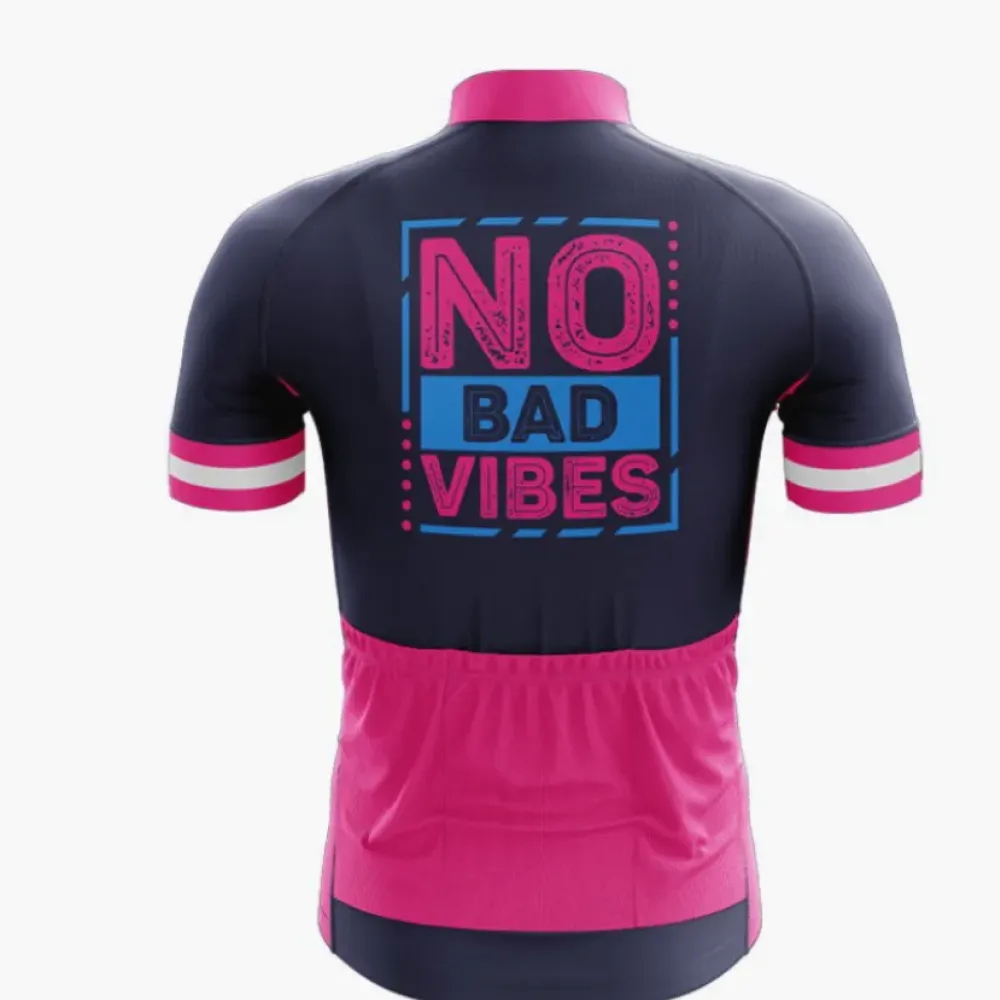 No Bad Vibes Cycling Jersey Navy/Pink/White