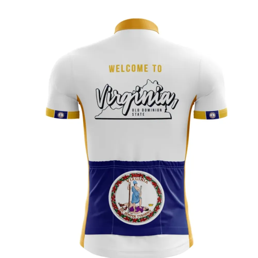Virginia State Cycling Jersey - White/Yellow/Burgundy