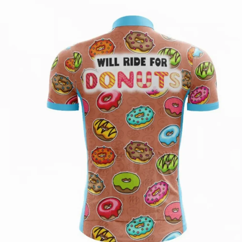 Donuts Cycling Jersey, Will Ride For Donuts/Blue/Pink/Green