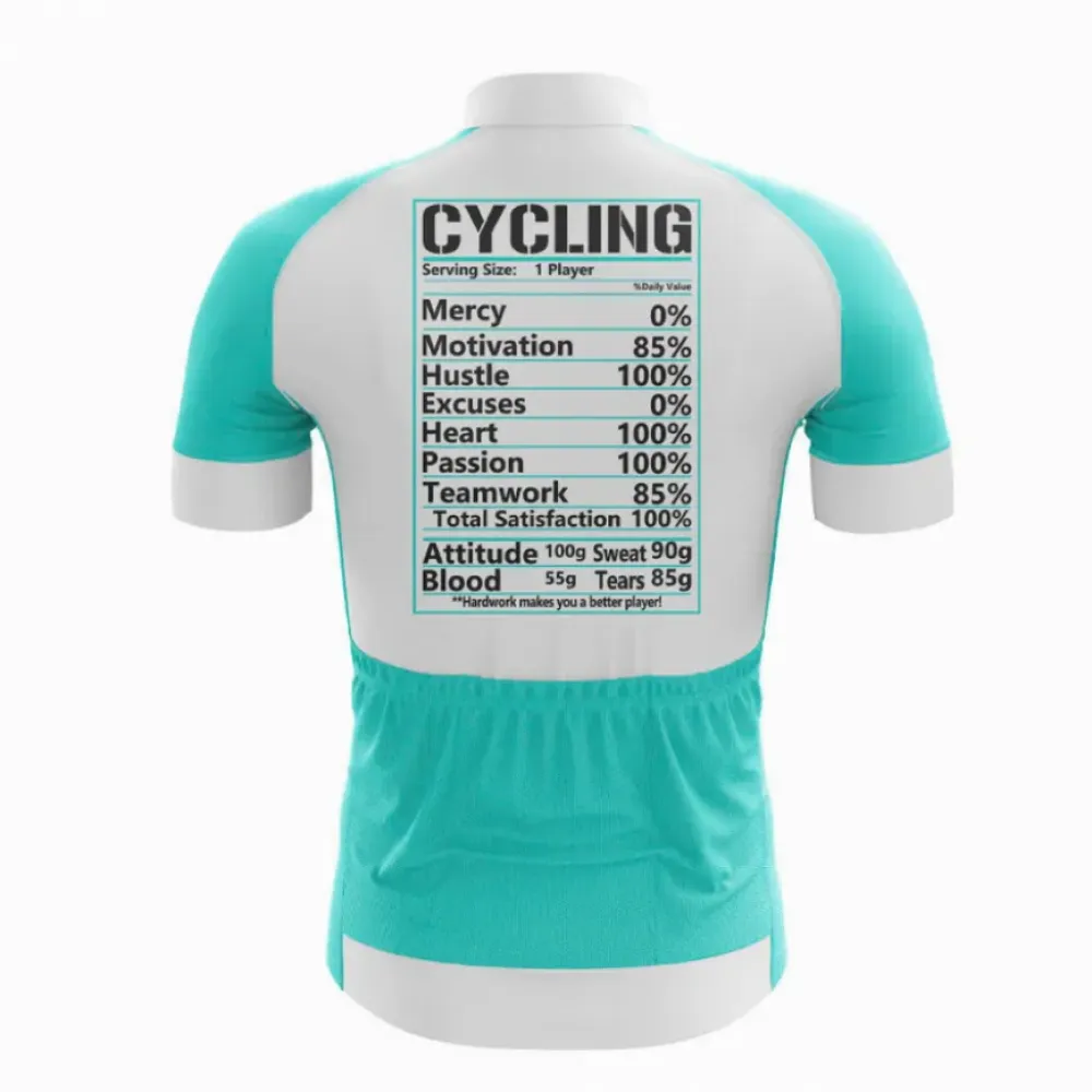 Cycling Jersey Nutritional Stats Turquoise/White